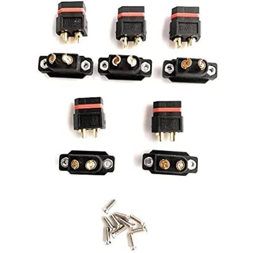 5 Pièces XT60E-1 Connecteurs Mâles de Haute Qualité pour Batteries Modélisme RC Lipo Compatibles avec Batteries Lipo, 7.4V 1200mAh, 3.7V 2000mAh, Noir