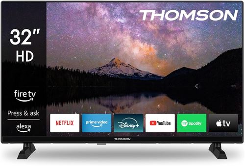 THOMSON 32 Pouces (80 cm) HD LED Fire Smart TV avec commande vocale Alexa, AirPlay, Triple Tuner (Câble Satellite Antenne), Bluetooth 5.0, ports HDMI et USB, Entrée AV, CI, USB – 32HF2S34