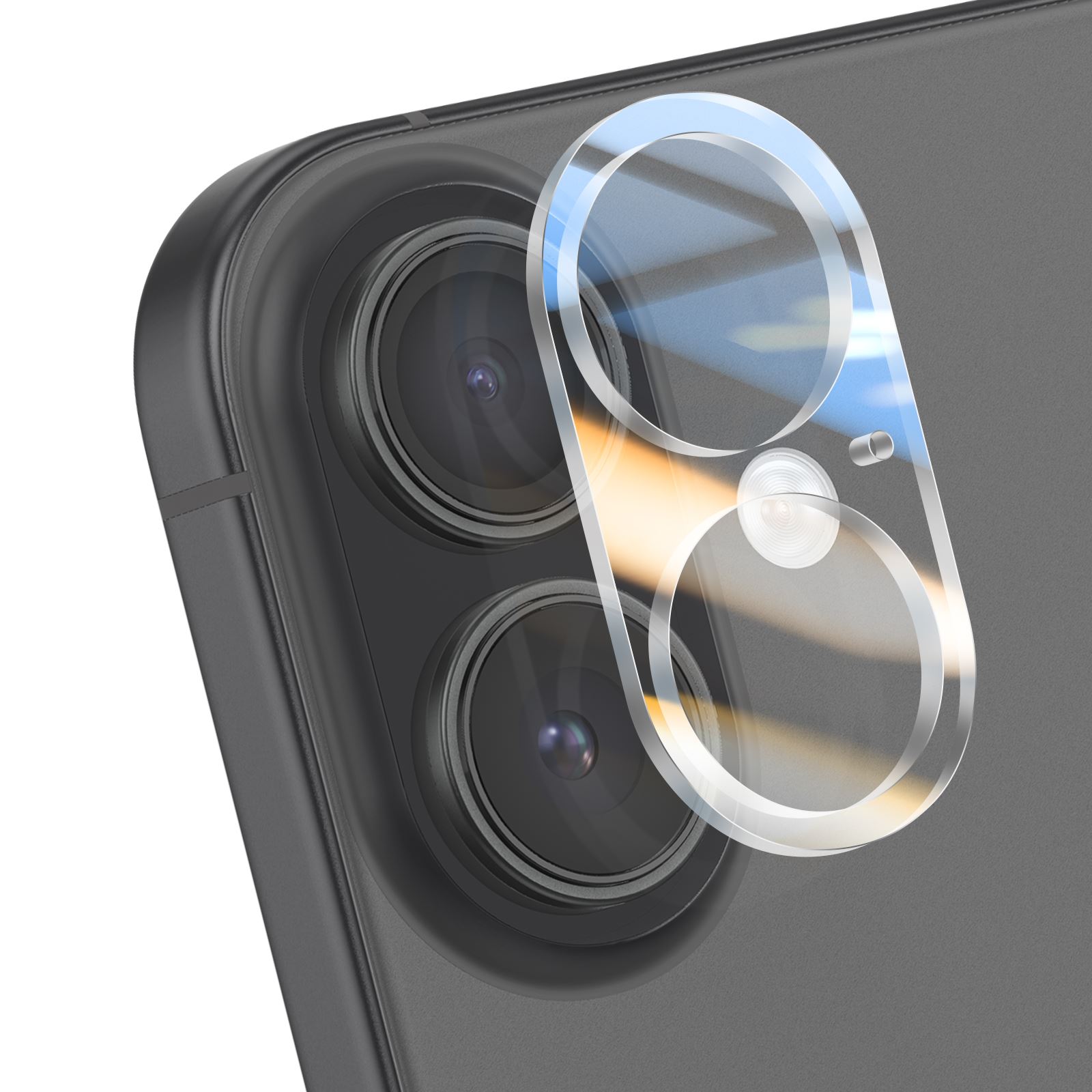 Protecteur D'objectif Pour IPhone 17 Air 6.6" - Verre Trempé 9H Avec Bordure Métallique Pailletée Noire