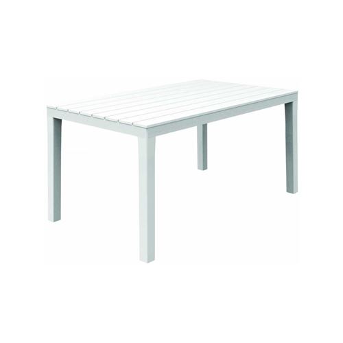 Table blanche 138x80xH72cm Résine Effet Bois PROGARDEN