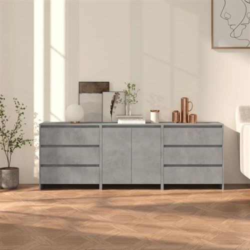 Non Communiqué Gris Buffets 3 Pcs Béton Bois D Ingénierie