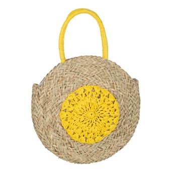 Sac de Plage "Fleur" 40cm Naturel & Jaune - 1