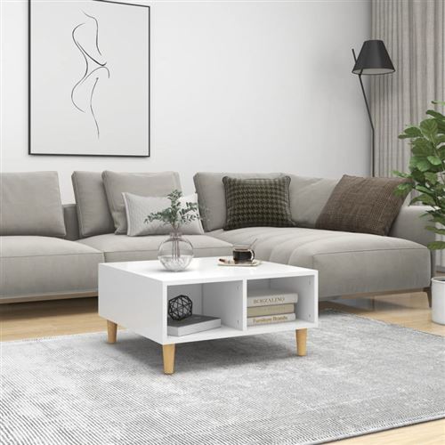 Table basse blanc 60x60x30 cm bois d ingénierie
