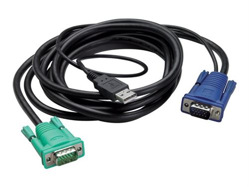 APC - Toetsenbord / video / muis (TVM) kabel - USB, HD-15 (VGA) (M) naar HD-15 (VGA) (M) - 7.62 m - voor P/N: AP5201, AP5202, AP5808, AP5816, KVM1116R