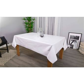 Toilinux - Nappe en toile cirée rectangulaire uni - 140 x 250 cm - Blanc -  Nappe de table - Achat & prix