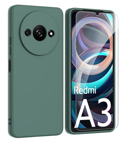 Coque pour Xiaomi Redmi A3 / Poco C61 4G - housse etui silicone gel fine + film ecran - VERT - htdmobiles
