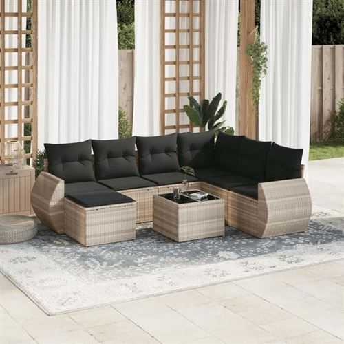 Non Communiqué Gris Vidaxl Salon De Jardin Avec Coussins 8 Pcs, Canapés Avec Dossier, Ensemble De Meubles, Mobilier De Terrasse Patio, 3221711