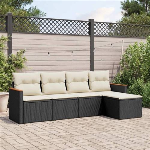 Vidaxl Noir Salon De Jardin 5 Pcs Avec Coussins - Image 3