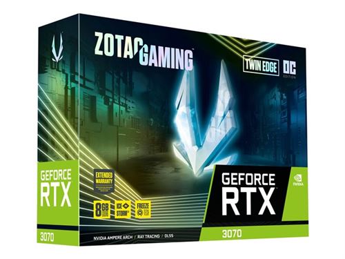 ZOTAC GAMING GeForce RTX 3070 Twin Edge OC - Carte graphique - GF RTX 3070 - 8 Go GDDR6 - PCIe 4.0 x16 - 3 x DisplayPort, HDMI