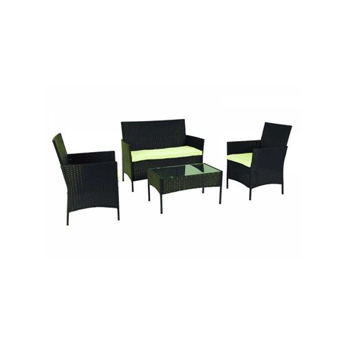 Salon de jardin 2 fauteuils + Canapé + Table basse en resine effet rotin KZ GARDEN