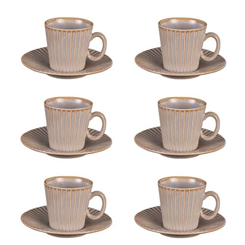 Non Communiqué Gris Coffret De 6 Tasses À Café Avec Sous Tasses Liv - Table Passion - Porcelaine
