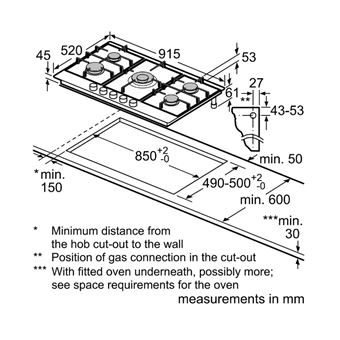 Neff N 70 T29DS69N0 - Table de cuisson au gaz - 5 plaques de cuisson - Niche - largeur : 85 cm - profondeur : 49 cm - avec garnitures en acier inoxydable - acier inoxydable