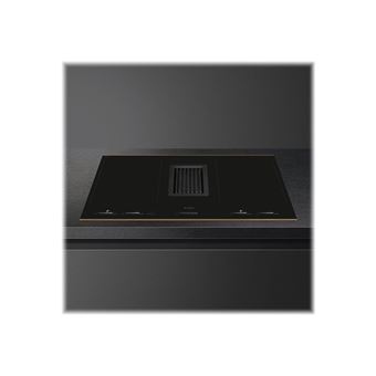 Smeg Dolce Stil Novo HOBD682R - Table de cuisson à induction - 4 plaques de cuisson - Niche - largeur : 76.5 cm - profondeur : 48.2 cm - noir - avec cadre en cuivre avec échappement par aspiration descendante (extraction et recirculation avec kit de rec