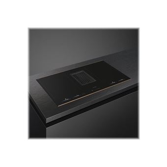 Smeg Dolce Stil Novo HOBD682R - Table de cuisson à induction - 4 plaques de cuisson - Niche - largeur : 76.5 cm - profondeur : 48.2 cm - noir - avec cadre en cuivre avec échappement par aspiration descendante (extraction et recirculation avec kit de rec