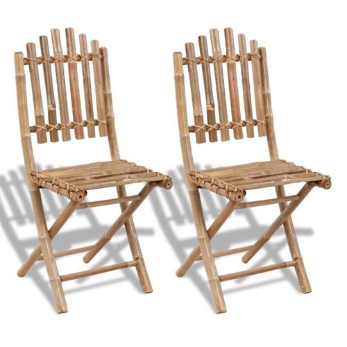 Vidaxl Marron Chaises Pliables De Jardin Lot De 2 Bambou - Image 1
