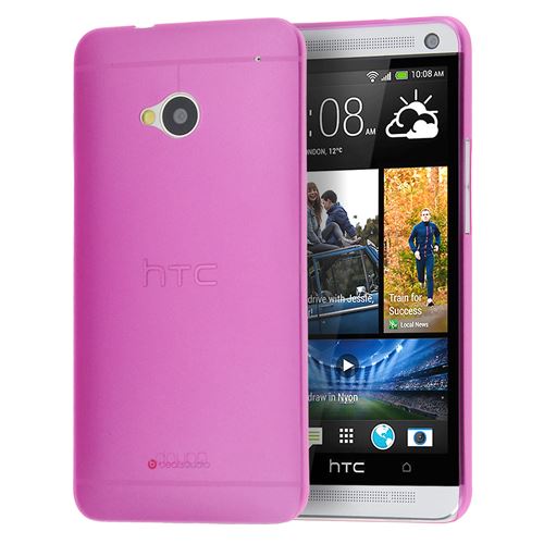 doupi UltraSlim Coque pour HTC ONE (M7), fin mat ultra mince et ultra léger Bumper Cover Housse de Protection, rose