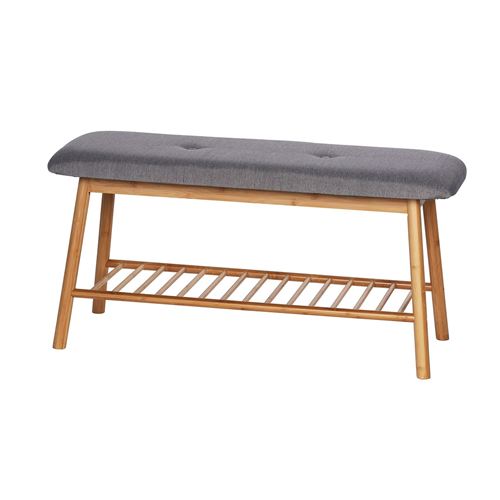 Banc d'entrée pour chaussures en bambou Bahari - L. 90 x H. 45 cm - Gris