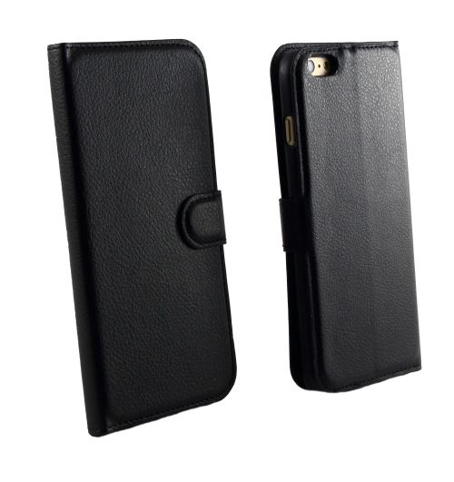 Coque pour iPhone 6 / 6S – Etui Portefeuille Noir Protection Rabat Clapet Aimanté Rangement Cartes [Phonillico®]