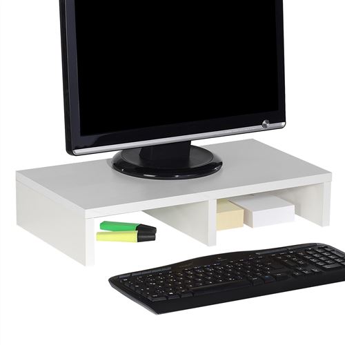 Support d'écran d'ordinateur DISPLAY, réhausseur pour moniteur avec étagère  intermédiaire, longueur 42 cm, en mélaminé noir mat
