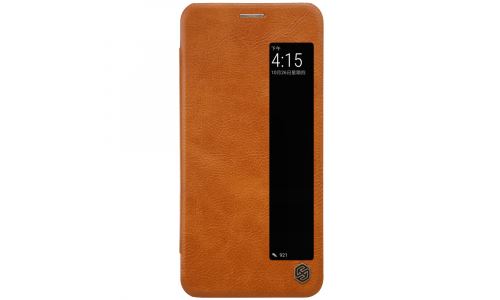 Etui à rabat Nillkin Qin Huawei P20 Pro coloris camel avec fenêtre visualisation