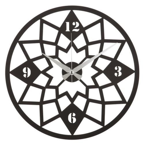 HOMEMANIA Horloge Murale - Décorative - pour Séjour, Chambre - Noir en Acier, 50 x 0,2 x 50 cm