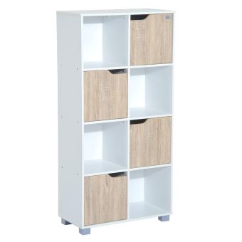 bibliothèque meuble de rangement bicolore 4 casiers
