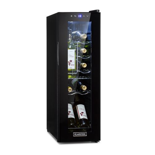 Klarstein Shiraz 12 Slim Cave à vin 32 litres / 12 bouteilles - 5 à 18°C - 42dB - Classe g - Noir