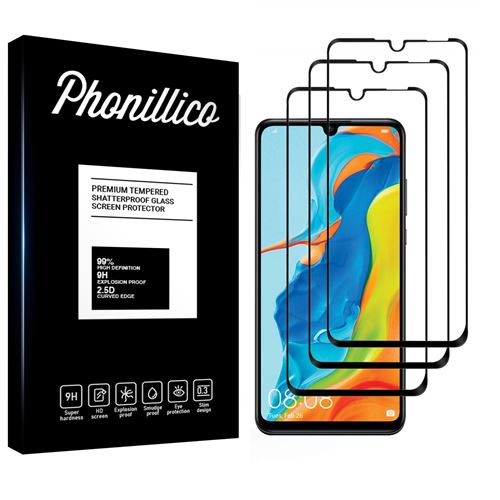 Verre Trempe pour Huawei P30 LITE [Pack 3] Film Transparent Bord Noir Vitre Protection Ecran Phonillico®