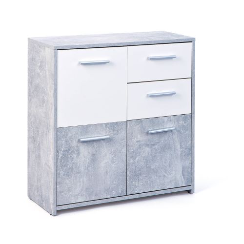Paris Prix - Commode 3 Portes & 2 Tiroirs miller 77cm Gris