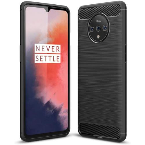 Coque brossée noire One Plus 7T Carbon Fiber Antichoc - Accessoires Pochette Case OnePlus 7T