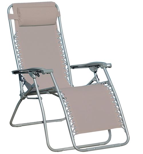 Fauteuil detente de jardin en fer coloris tourterelle - 56 x 61 x 113 cm -PEGANE-