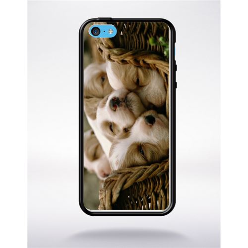 Coque panier a chiots compatible apple iphone 5c bord noir silicone