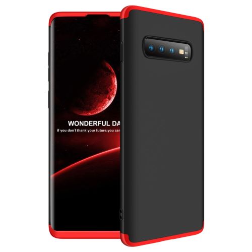 Coque en TPU détachable 3-pièces matte dur rouge/noir pour votre Samsung Galaxy S10 Plus