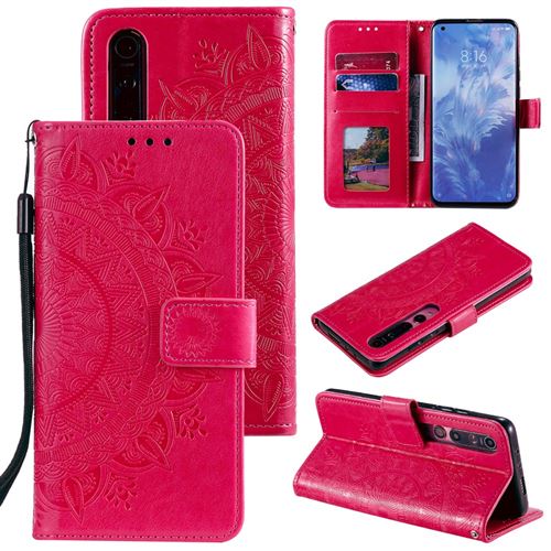 Etui en PU empreinte fleur rose pour votre Xiaomi Mi 10
