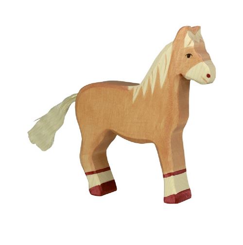 Figurine Debout Cheval Holztiger, Brun Clair