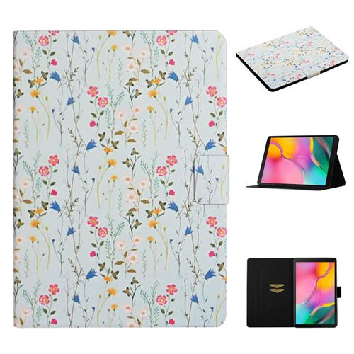 Générique Rouge Etui En Pu Impression De Motifs De Fleurs Avec Support Et Porte-Cartes Fleur Pour Votre Samsung Galaxy Tab A 10.1 (2019) T510 - Image 1