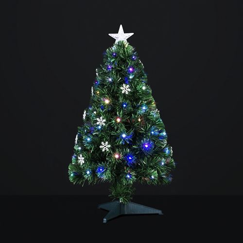 Sapin de Noel artificiel Fibre Optique flocon 90 cm - Jardideco