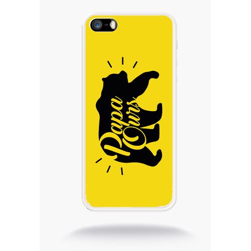 Coque Papa Ours Fond Jaune Compatible Apple Iphone 5 Silicone Blanc Mat