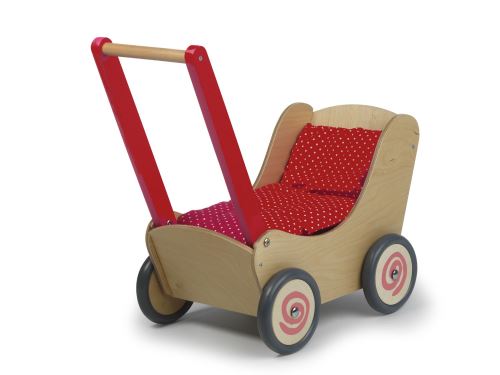 Jouet pour enfant, Landau de poupées, rouge en bois