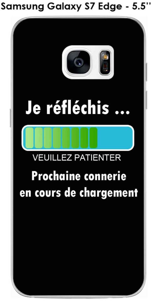 Coque Samsung Galaxy S7 Edge design Message Je réfléchis, Texte blanc