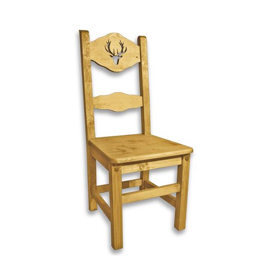 Chaise en Bois Dossier Haut et Motif Cerf