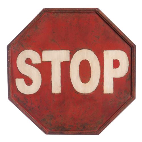 Plaque métallique vieillie à suspendre STOP 40 cm