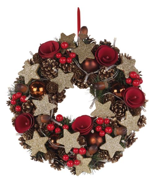 Couronne de Noël sans fil 20 LED / 28 cm