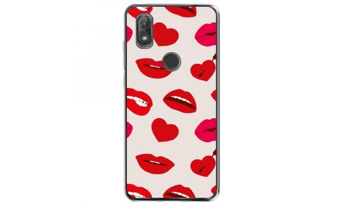 Coque souple pour Wiko View 2 avec impression Motifs lèvres et coeurs rouges