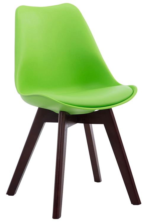 Chaise de visiteur Borneo V2 similicuir , Vert/Bois de chêne Noyer