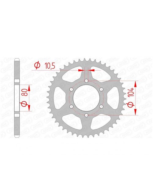 Couronne AFAM 46 dents acier standard pas 520 type 16606