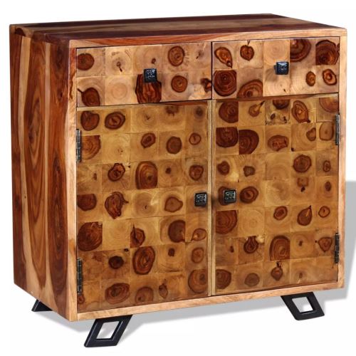 Meelady Buffet en Bois de Sheesham Massif Buffet pour Salon Chambre avec Tiroir 65 x 35 x 65 cm