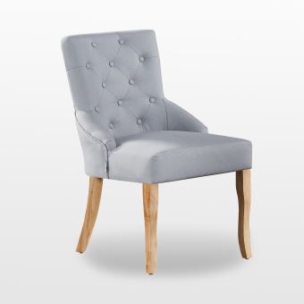 Kensington Chaise Capitonnee En Tissu Gris Pieds En Bois Design Classique Salle A Manger Salon Ou Chambre Achat Prix Fnac
