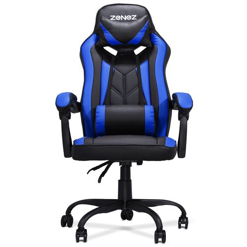 Chaise de Bureau Gaming ZENEZ avec Repose-tête, L54*P60*H124 cm, Bleu Noir