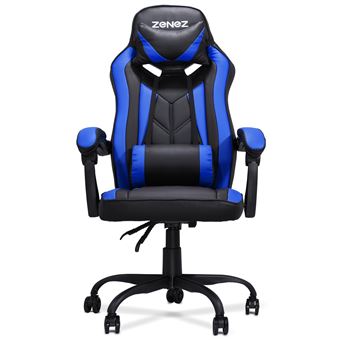 Chaise De Bureau Gaming Avec Repose Tete L88 P65 H33 Cm Bleu Noir Achat Prix Fnac